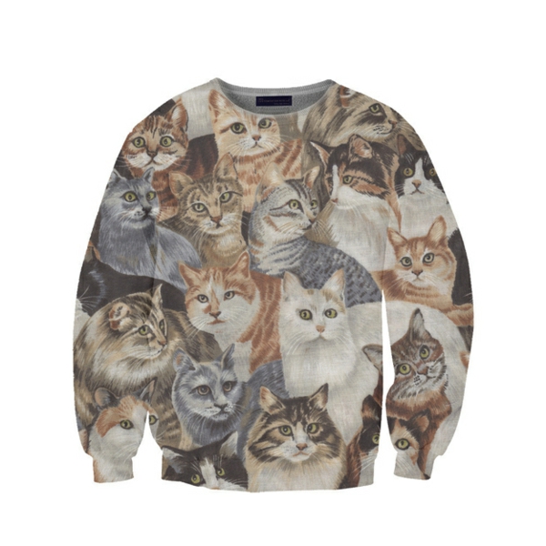 מצחיק חולצות עיצוב סוודר חתול מגניב