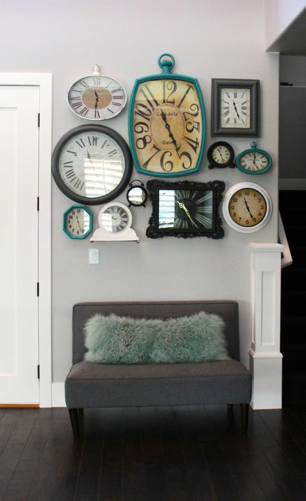 Enfriar clásico reloj de pared piezas de arte sofá