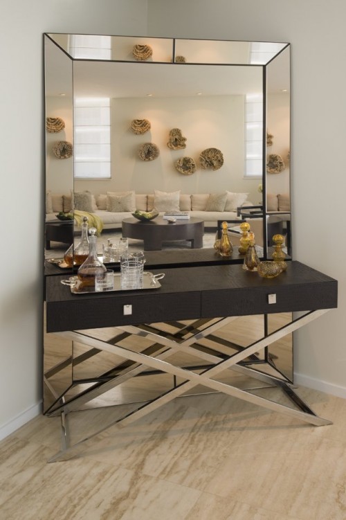 Šaltas namų baras dizaino veidrodis gyvenamasis kambarys interjeras