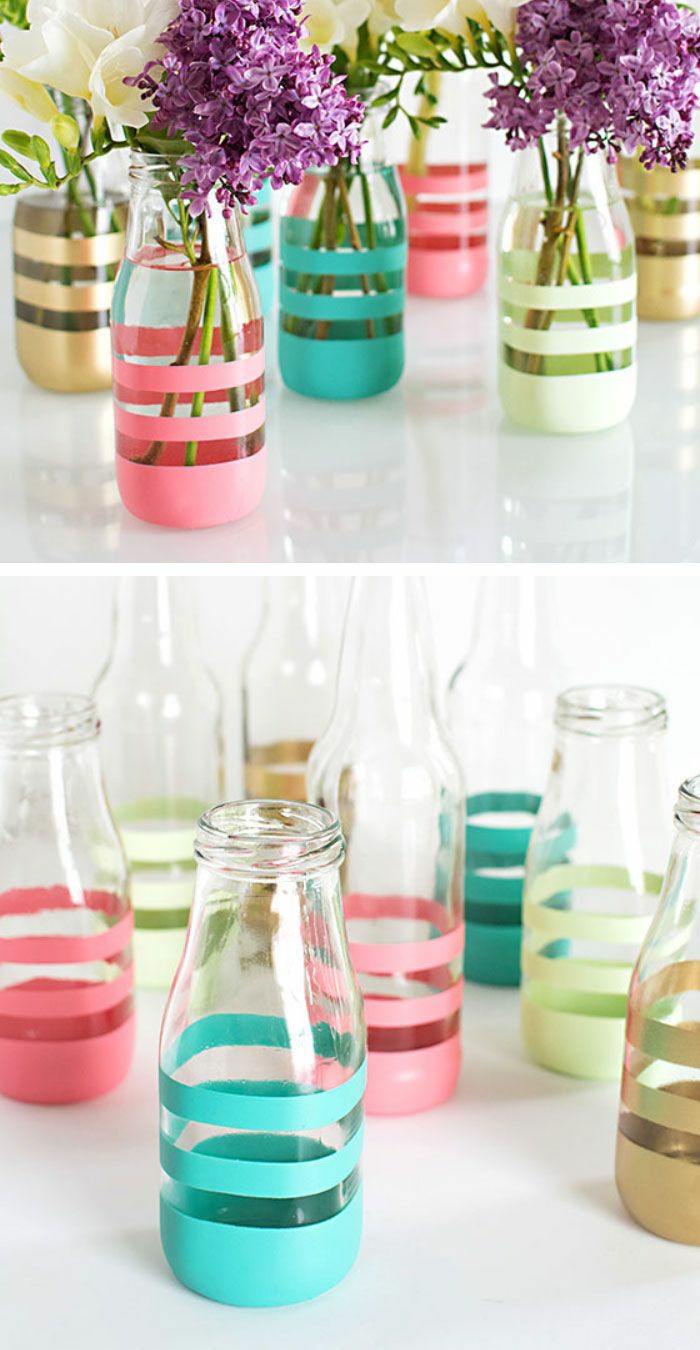 Doe zelf een doe-het-zelf-decoratie met glazen flessen