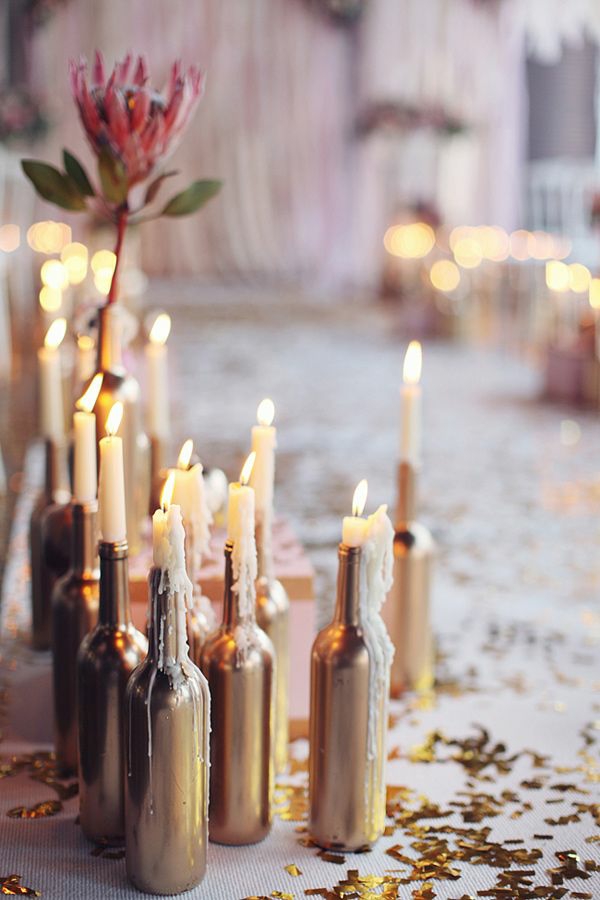vloer bruiloften deco flessen kaarsen