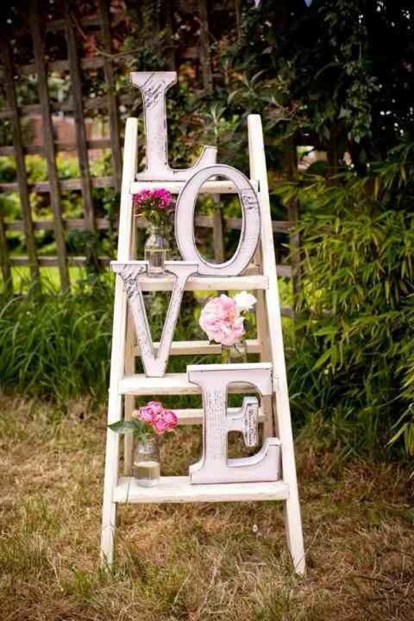 witte houten bruiloft decoratie ladder liefde