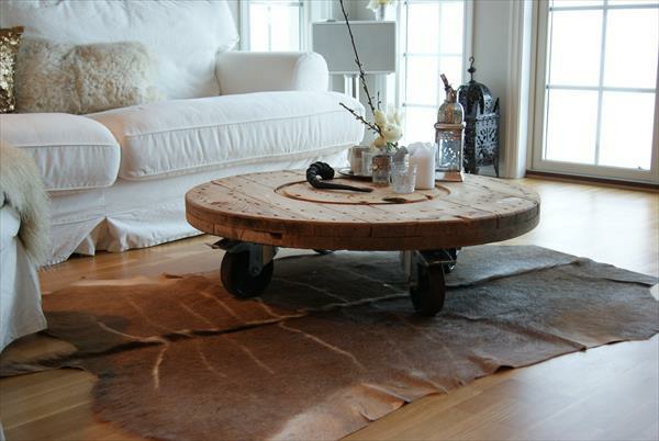 DIY træ stue møbler lavet af kabel tromme chic