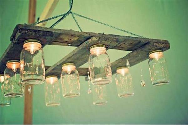DIY полилей Евро палети дървено таванно осветление