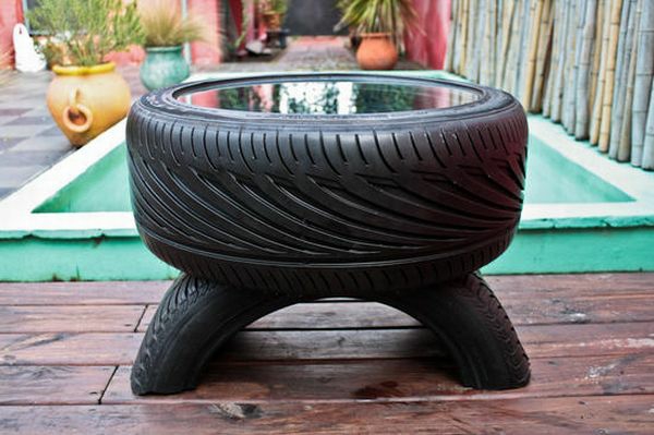 pneus de voiture recyclage de petits meubles de la table de pneu de voiture rond verre de plaque