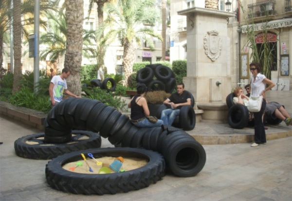 DIY furniture installation from car tires