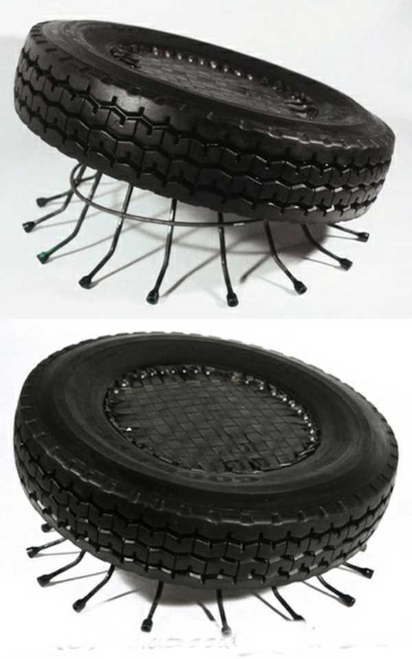 DIY pieces Car Tires car tires recycling rotate stool