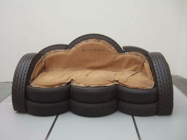 DIY мебели кола гуми кола гуми рециклиране диван кафяво
