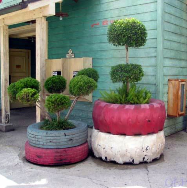 Møbler fra bil dekk bil dekk resirkulering stå planter