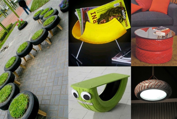 DIY мебели кола гуми кола гуми рециклиране на животни насекоми зелено