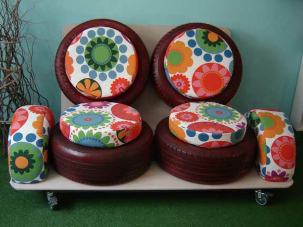 Furniture from car tires car tires recycling front cover flowers