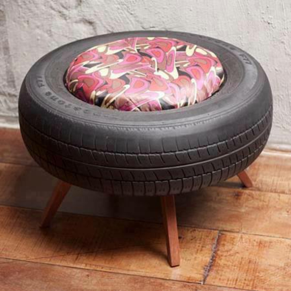 DIY furniture from car tire stool legs