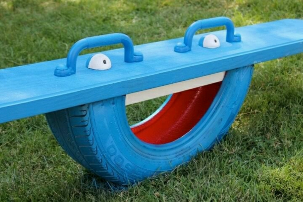 DIY Furniture Car Tire Children Swing Blue