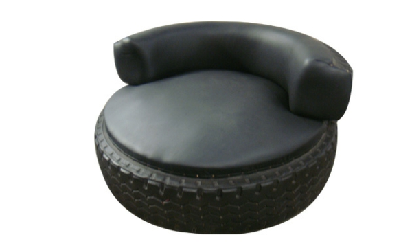 Furniture made of car tires leather DIY black backrest