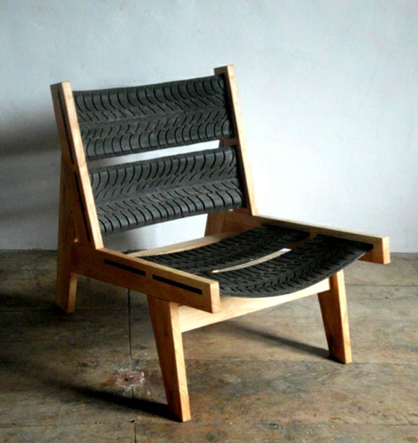 DIY møbler laget av bil dekk stol rygg tre