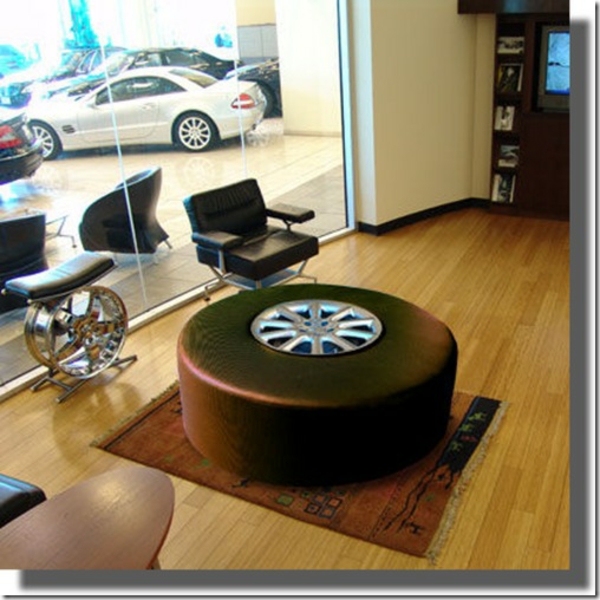DIY furniture from car tires living room table