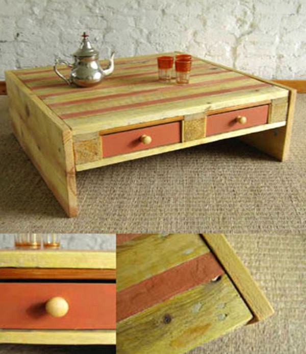 由europallets咖啡桌抽屉制成的DIY家具