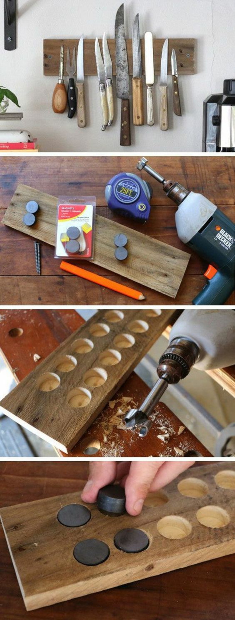 Bande magnétique de bricolage pour le couteau vous-même Instructions de construction Accessoires de cuisine