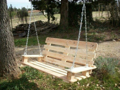 DIY swing europallets garden back armrests