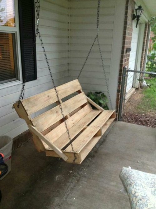 DIY swing europallets jardín porche