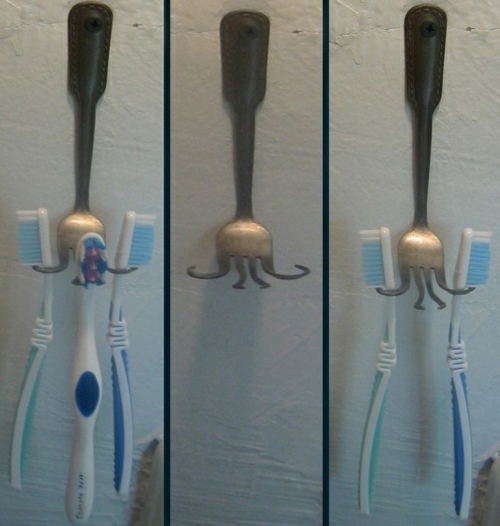Tannbørsteholder ideer gaffel DIY