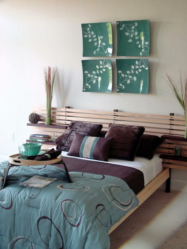 تزيين غرفة النوم الجدار الديكور لوحة إطار السرير الأخضر