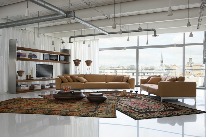 Dekorative ideer stue sette opp eksempler på industriell stil møbler