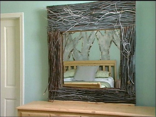 DIY væg spejl ramme firkantede grene