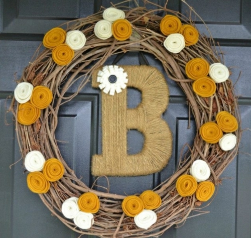 Декоративни идеи домашна есенна врата венец клони цветя пластмаса