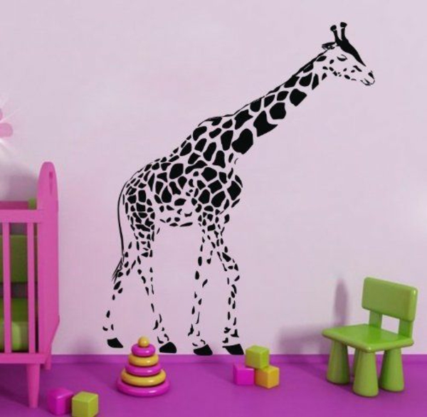 Jungle kids wallpaper nursery design purple jirafa