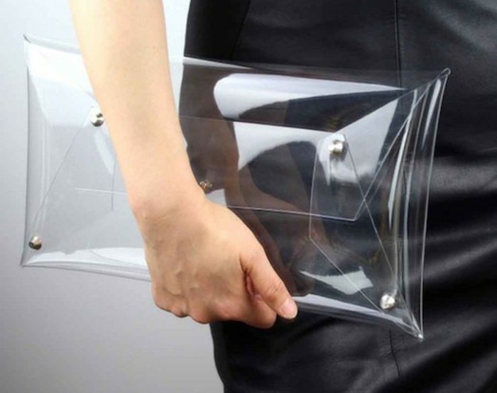 Sheer mekot suunnittelija catwalk muoti läpinäkyvä pussi kytkin