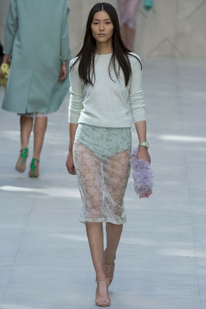 Bløde kjoler designer catwalk mode gennemsigtige nederdel