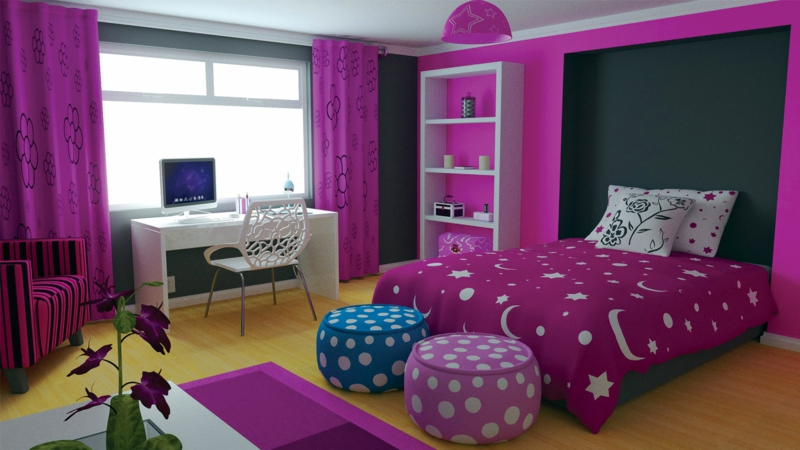 室内设计苗圃时尚女孩苗圃设计女孩房间的颜色