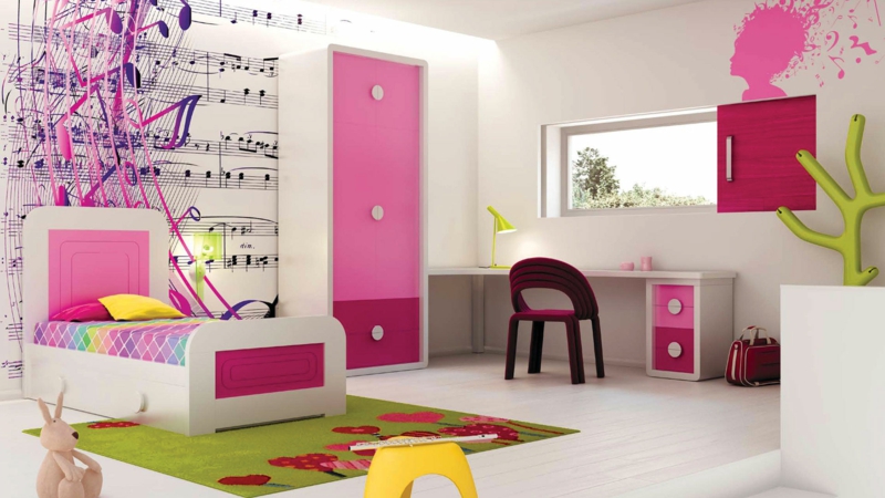Habitación de niña de moda de cuarto de niños de diseño de interiores