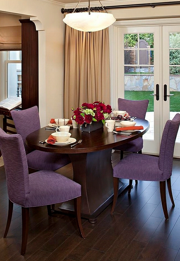 Furnishing ideas for small dining room dining chairs purple upholstery