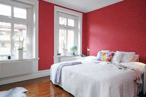 Αρχική διακόσμηση σουηδικό σπίτι διακόσμηση κόκκινο τοίχο σχεδιασμό