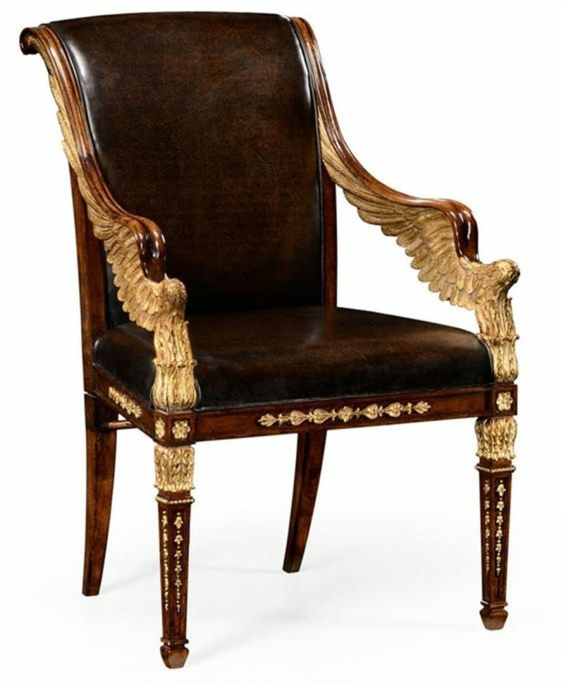 estilo imperio diseño de interiores ideas cuero silla de madera