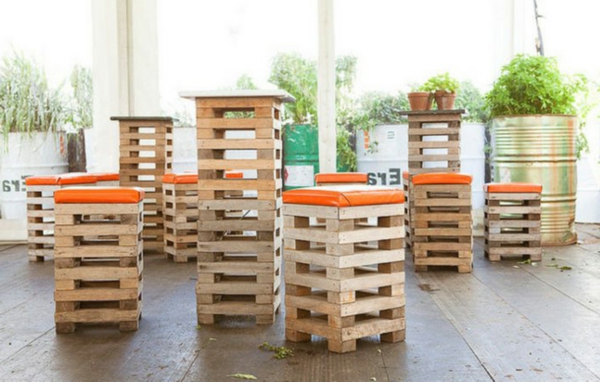 palettes en bois recycler jardin bartisch barstool orange