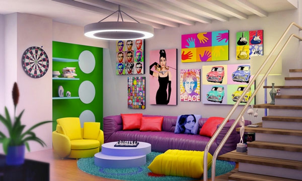 Έγχρωμη ιδέα για το χρώμα του καθιστικού του δωματίου 2015 ζωντανές τάσεις πολύχρωμες