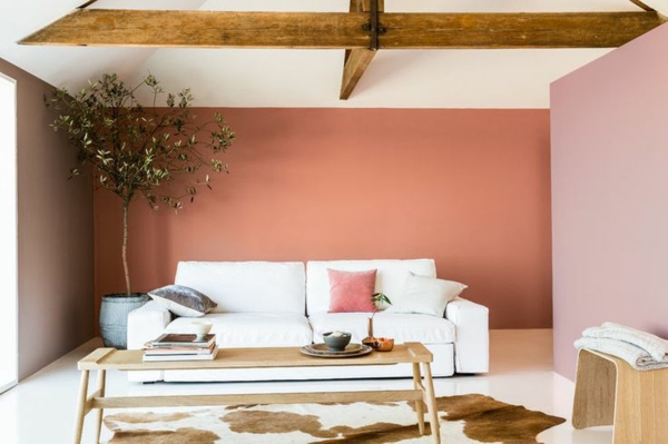 Σαλόνι ζωγραφικής ιδέες χρώμα έγχρωμη σχεδίαση 2015 ροζ τοίχους