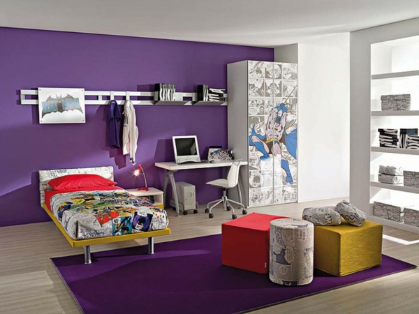 色彩想法五颜六色的墙壁设计客厅紫色