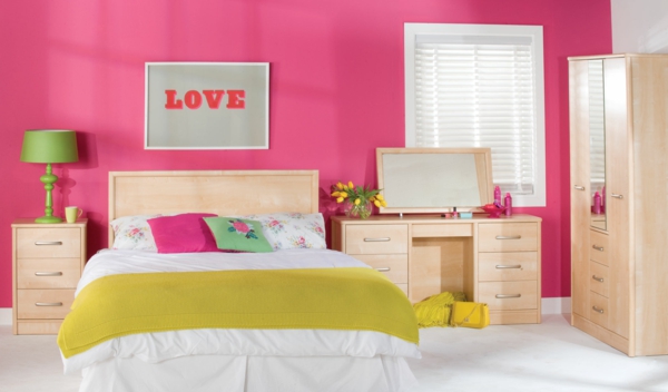Χρώμα ιδέες κορίτσι δωμάτιο τοίχο τοίχο σχεδιασμό καθιστικό ροζ