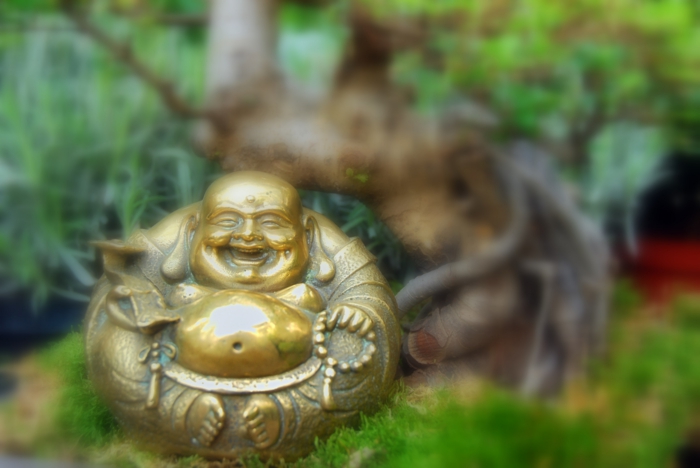 Φενγκ Σούι κήπο το γέλιο Βούδα
