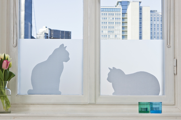 Vinduesfilm uigennemsigtig vindue film privatliv skærme katte mønster
