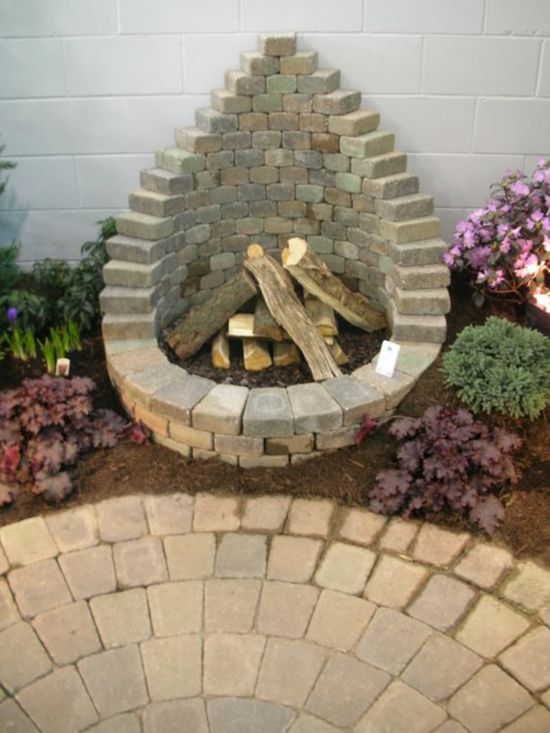 Build fire pit yard Stone pavimento forma garden corner