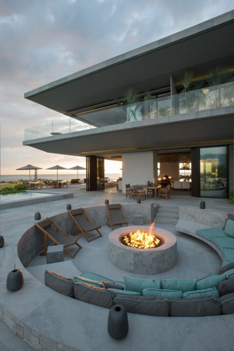 Horno de fuego construir arquitectura moderna casa de concreto