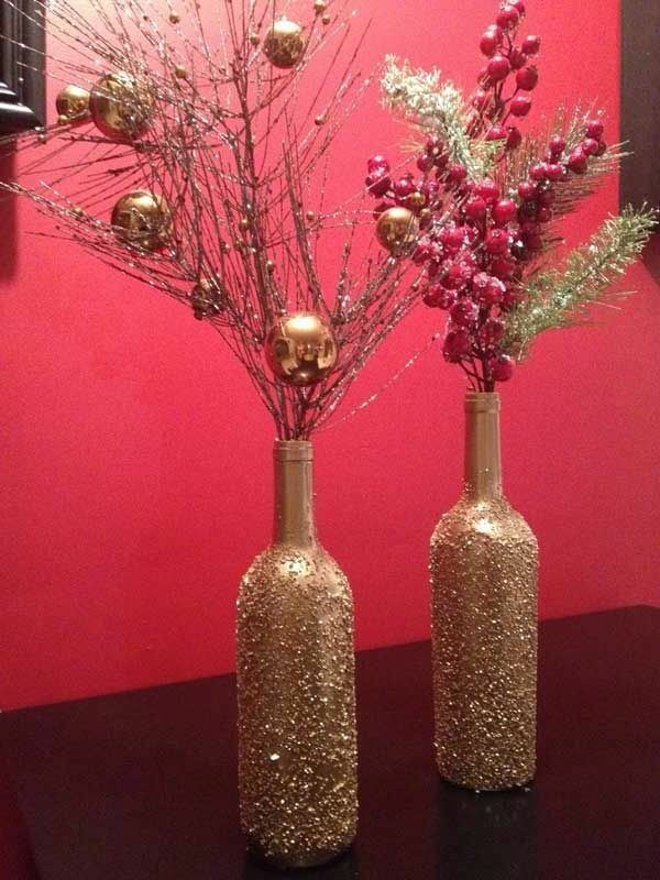 Dekorativní láhev na vánoční stříkací koule zlatá