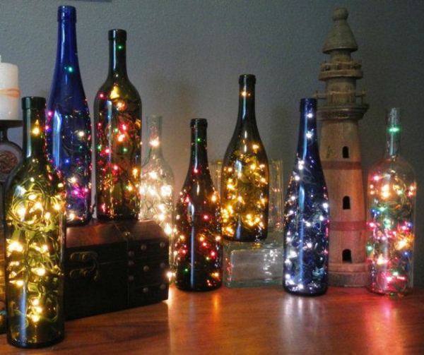 瓶装饰圣诞喷雾童话般的灯光