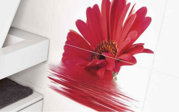 Μπάνιο λουτρών εικόνες πλακάκια σχεδιασμό λουλούδια κολλητική ταινία