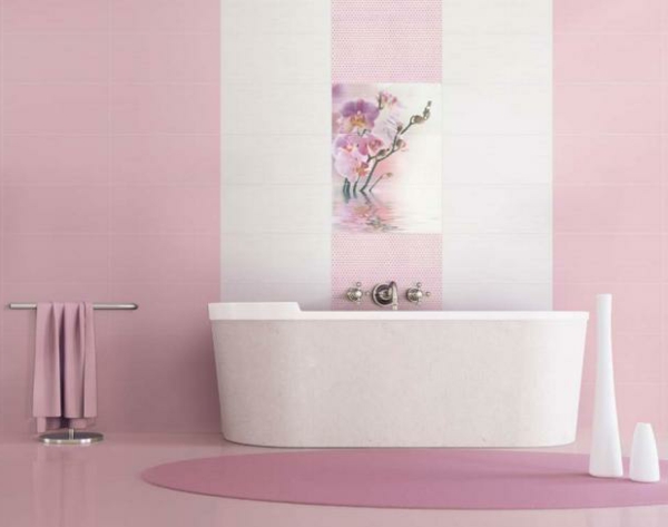 Μπάνιο μπάνιο εικόνες πλακάκι σχεδιασμό ροζ μπανιέρα
